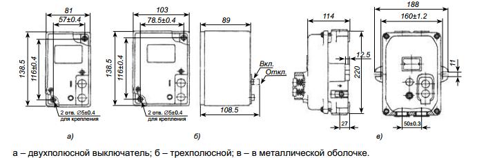 Габаритные и установочные размеры