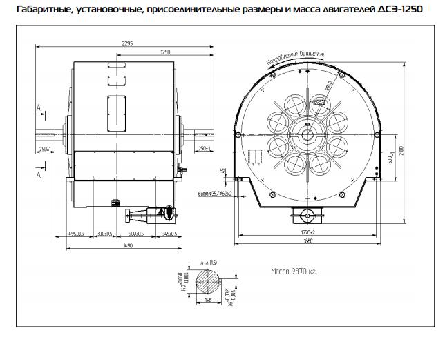 Электродвигатель ДСЭ-1250-6-6У2 схема