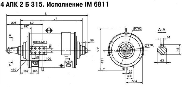 Электродвигатель 4 АПК 2Б 315 А4Б схема